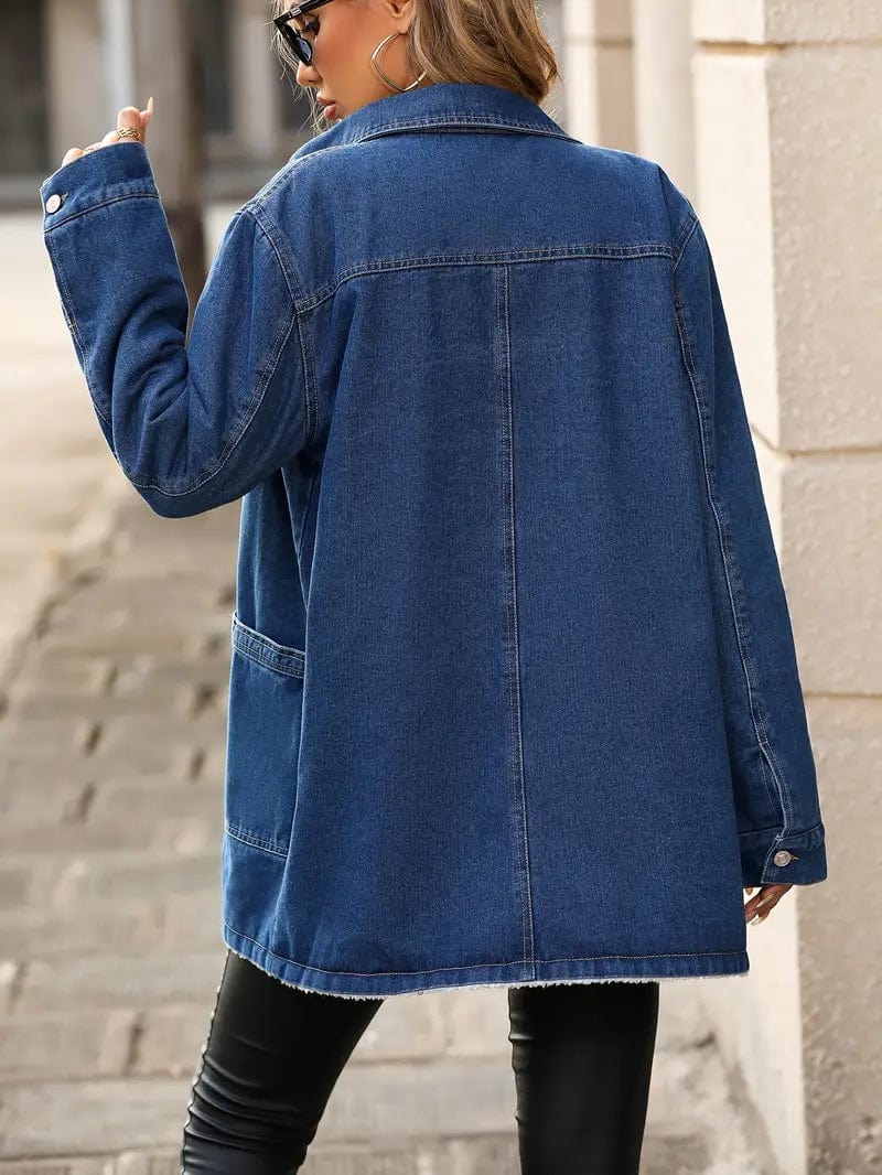 Pauline | Veste mi-longue en denim polaire