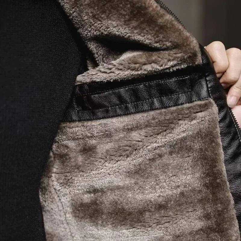 Léon | Manteau en Cuir Premium avec Élégance et Confort Suprême