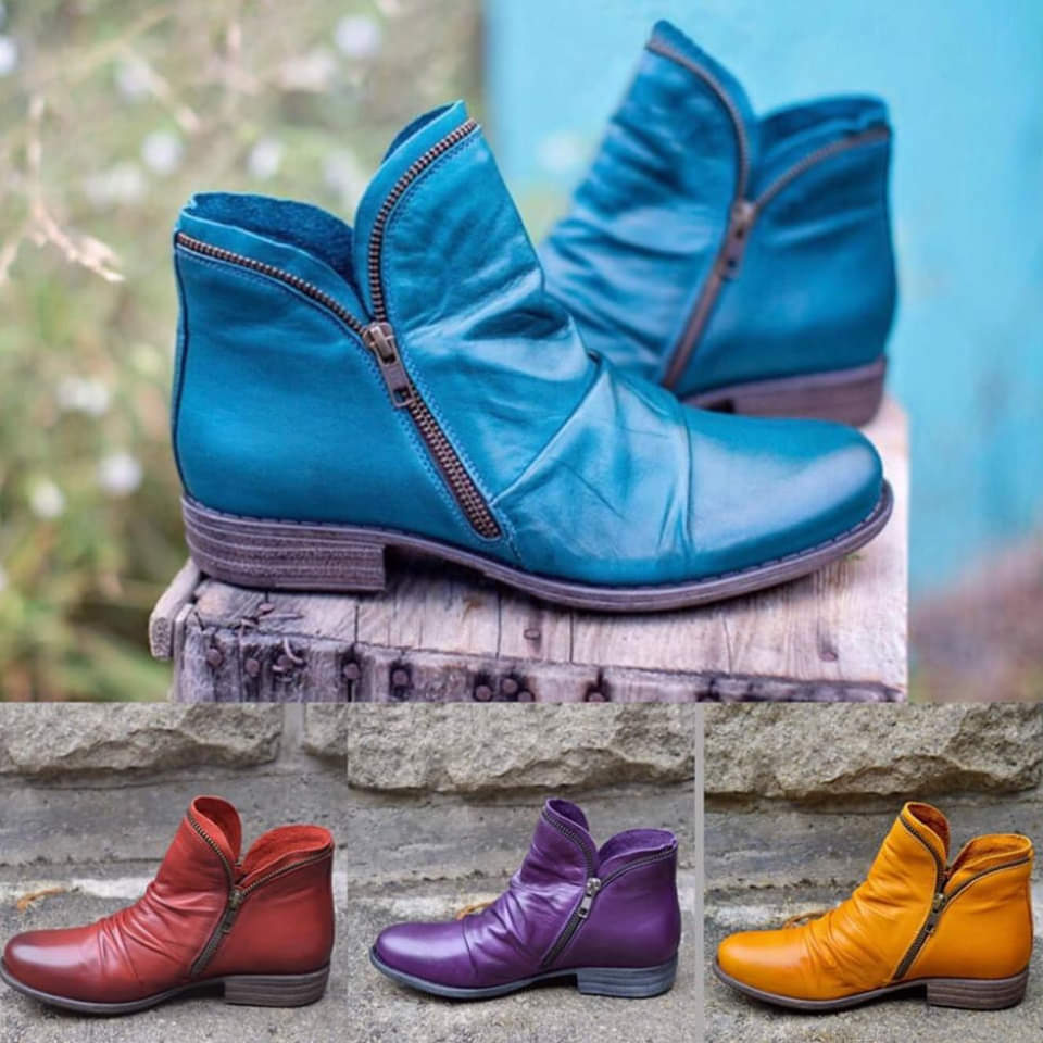 Lucienne - Bottes en cuir avec fermeture éclair